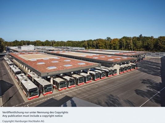 autobusové nádraží Hamburk nabíjecí stanice pro elektrobusy Siemens
