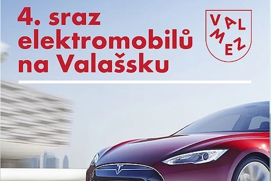Pozvánka na 4. sraz elektromobilů na Valašsku, Valašské Meziříčí, parkoviště za Zámkem Žerotínů a u Galerie Kaple, sobota 28. srpen 2021 9-16 hodin